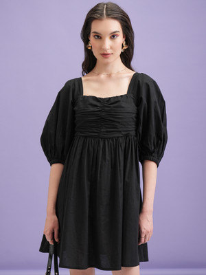 Tokyo Talkies Women Fit and Flare Black Mini/Short Dress