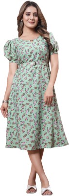 HB Fashion Women A-line Light Green Dress