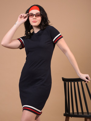 CRIMSOUNE CLUB Women Bodycon Blue Knee Length Dress