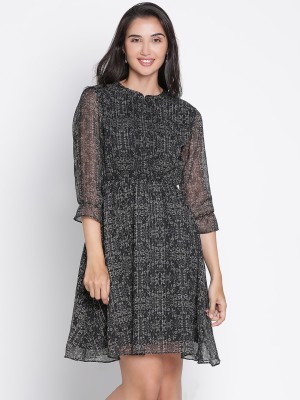 DRAAX fashions Women A-line Black, Grey Dress