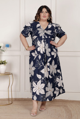MIRAVAN Women A-line Blue Maxi/Full Length Dress