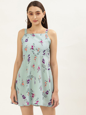 Moda Rapido Women A-line Light Blue Above Knee/Mid Thigh Length Dress