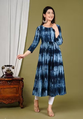 RAAM TEXTILE Women Gown Blue Midi/Calf Length Dress