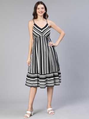 OXOLLOXO Women A-line Black, White Dress