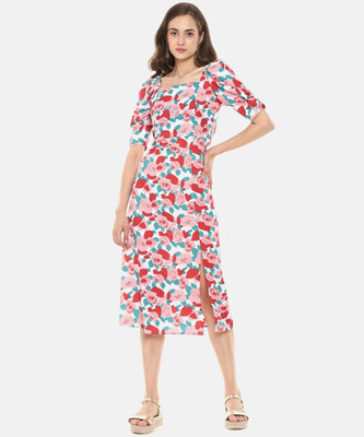 CAMPUS SUTRA Women A-line Multicolor Midi/Calf Length Dress