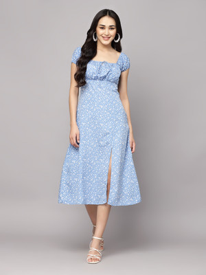 METRONAUT Women A-line Blue Midi/Calf Length Dress