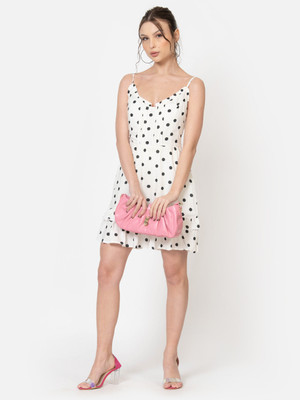 JUNE 9 CLOTHING Women A-line White, Black Above Knee/Mid Thigh Length Dress