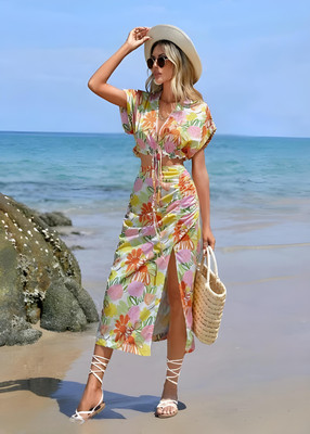 srcreation Women Bodycon Multicolor Below Knee Dress