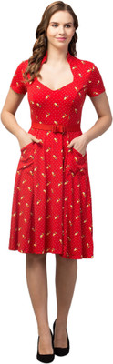 Enterprises Himani Women Fit and Flare Multicolor Midi/Calf Length Dress
