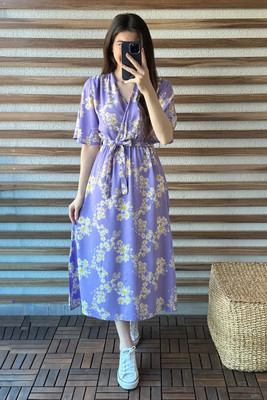 Glam Kanya Women Gown Purple Midi/Calf Length Dress