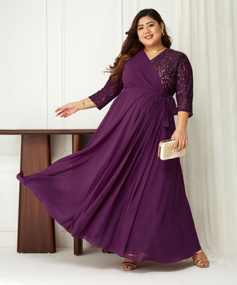 Miss Chase Women Maxi Purple Full Length Dress