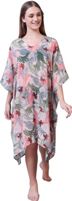 Punnu Women Kaftan Beige, Multicolor Dress