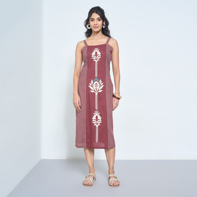 Akkriti by Pantaloons Women A-line Brown Above Knee/Mid Thigh Length Dress