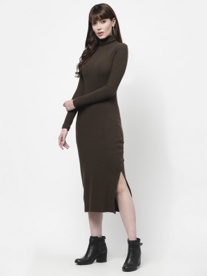 Flawless Women A-line Brown Dress