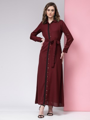 KASSUALLY Women Maxi Maroon Dress