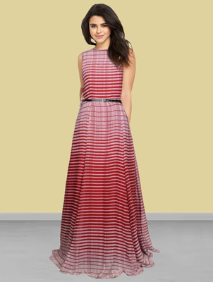 Kashonaa Women Gown Maroon Maxi/Full Length Dress