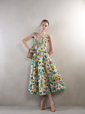 VERO MODA Women Fit and Flare Multicolor Midi/Calf Length Dress