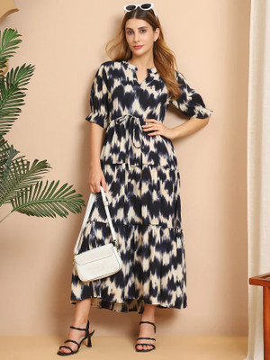 FabFinds Women A-line Multicolor Maxi/Full Length Dress