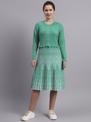 MODKLINE Women Sweater Light Green Below Knee Dress