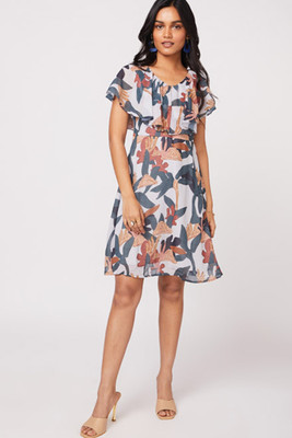 NOT SO PINK Women Fit and Flare White Above Knee/Mid Thigh Length Dress