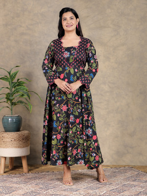 Aramya Women Ethnic Dress Black Ankle Length Dress