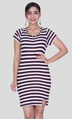 ART OF CLOTHING Women Bodycon Black, White Above Knee/Mid Thigh Length Dress
