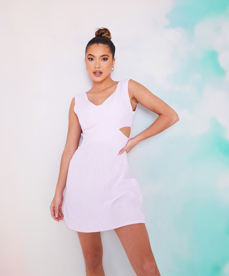 I Saw It First Women Drop Waist Pink, White Mini/Short Dress