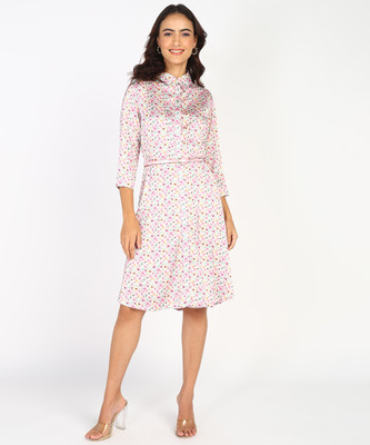 MONTE CARLO Women A-line Pink Knee Length Dress