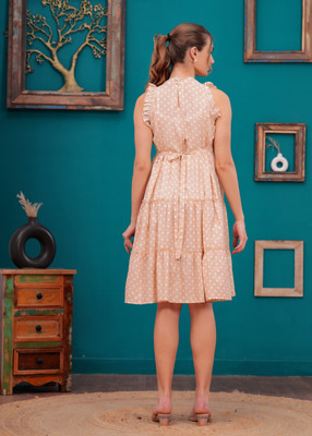 Highlight fashion export Women Fit and Flare Pink Knee Length Dress