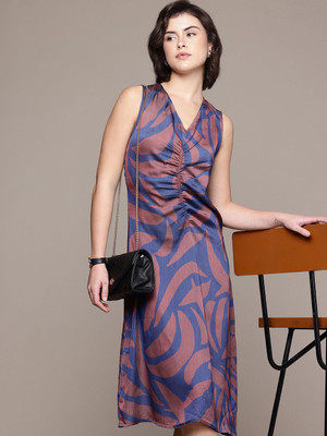 French Connection Women A-line Blue Knee Length Dress