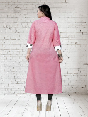 Suhani Creationnm Women Striped A-line Kurta(Pink)