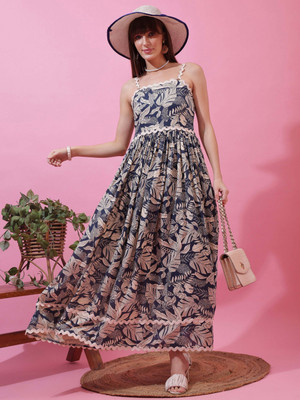 Sheetal Accociates Women Fit and Flare Blue Maxi/Full Length Dress