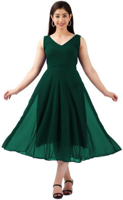 Kvish Women Fit and Flare Green Midi/Calf Length Dress