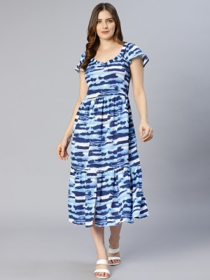 OXOLLOXO Women A-line Blue Dress