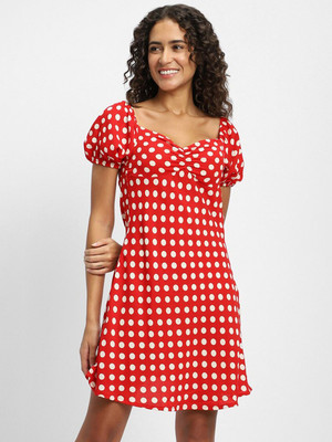 FOREVER 21 Women A-line Red Above Knee/Mid Thigh Length Dress