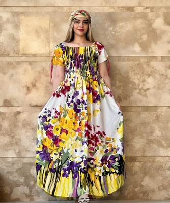 TIARO Women A-line Multicolor Maxi/Full Length Dress