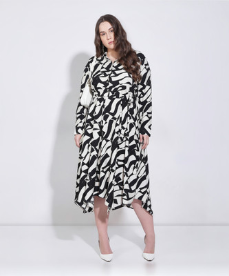 Vero Moda Curve Women Fit and Flare Black Midi/Calf Length Dress