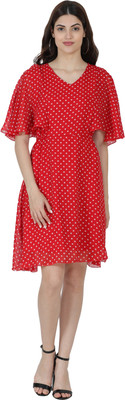 color world Women A-line Red Knee Length Dress