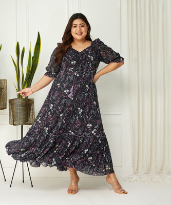 Miss Chase Women Maxi Multicolor Full Length Dress