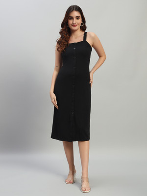Attire Empire Women Bodycon Black Below Knee Dress