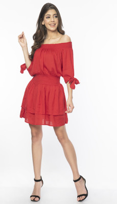 Pretilly Women A-line Red Mini/Short Dress