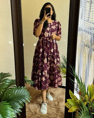 Diyansh Creations Women Fit and Flare Multicolor Midi/Calf Length Dress