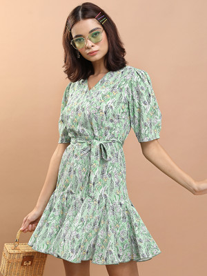 Tokyo Talkies Women Wrap Multicolor Above Knee/Mid Thigh Length Dress