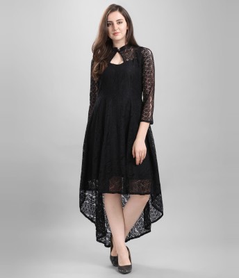 HEMANG FASHION Women High Low Black Dress