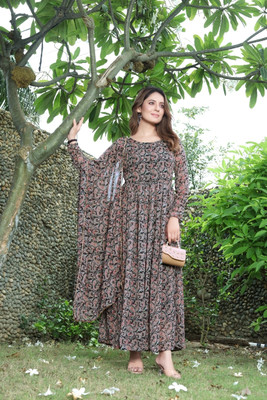 Yogiraj Enterprise Women A-line Black Maxi/Full Length Dress