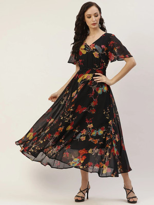 Deewa Women A-line Black Maxi/Full Length Dress