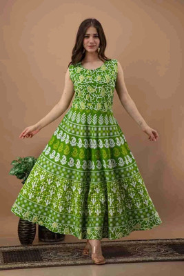 HouseOfCommon Women Fit and Flare Multicolor Midi/Calf Length Dress