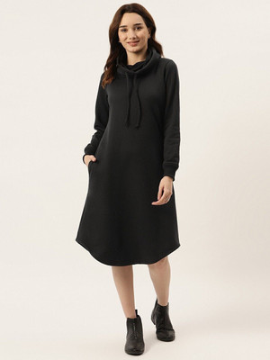 BRINNS Women A-line Black Knee Length Dress