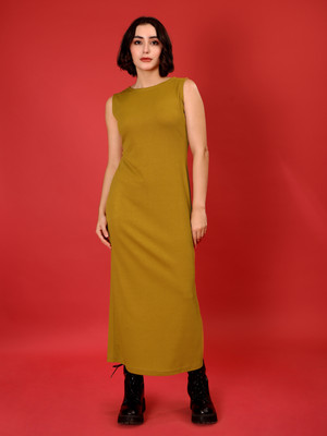 PURVAJA Women Bodycon Yellow Ankle Length Dress