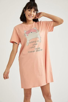 defacto Women T Shirt Pink Above Knee/Mid Thigh Length Dress